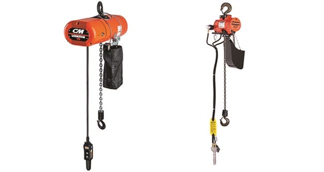 Electric and Air Chain Hoists for manufacturing with the CM Lodestar and Air Star