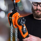 Image of a man rigging lever hoists