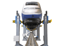 Image of train on lifting jack