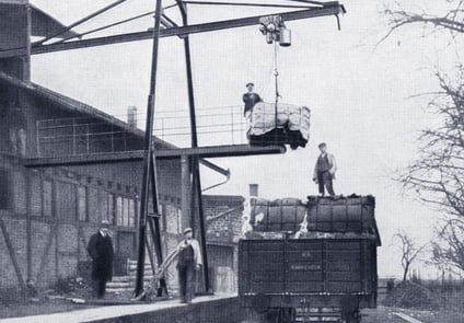 Black and White Image of Old Chain Hoists