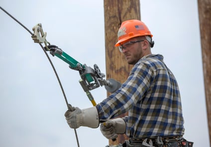 Utility Worker with CM Lineman's Hoist