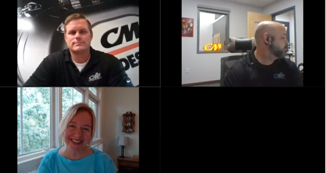 Image of three people on zoom call