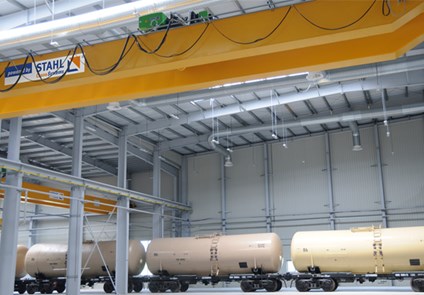 STAHL CraneSystems Hoist for Rail Car Repair