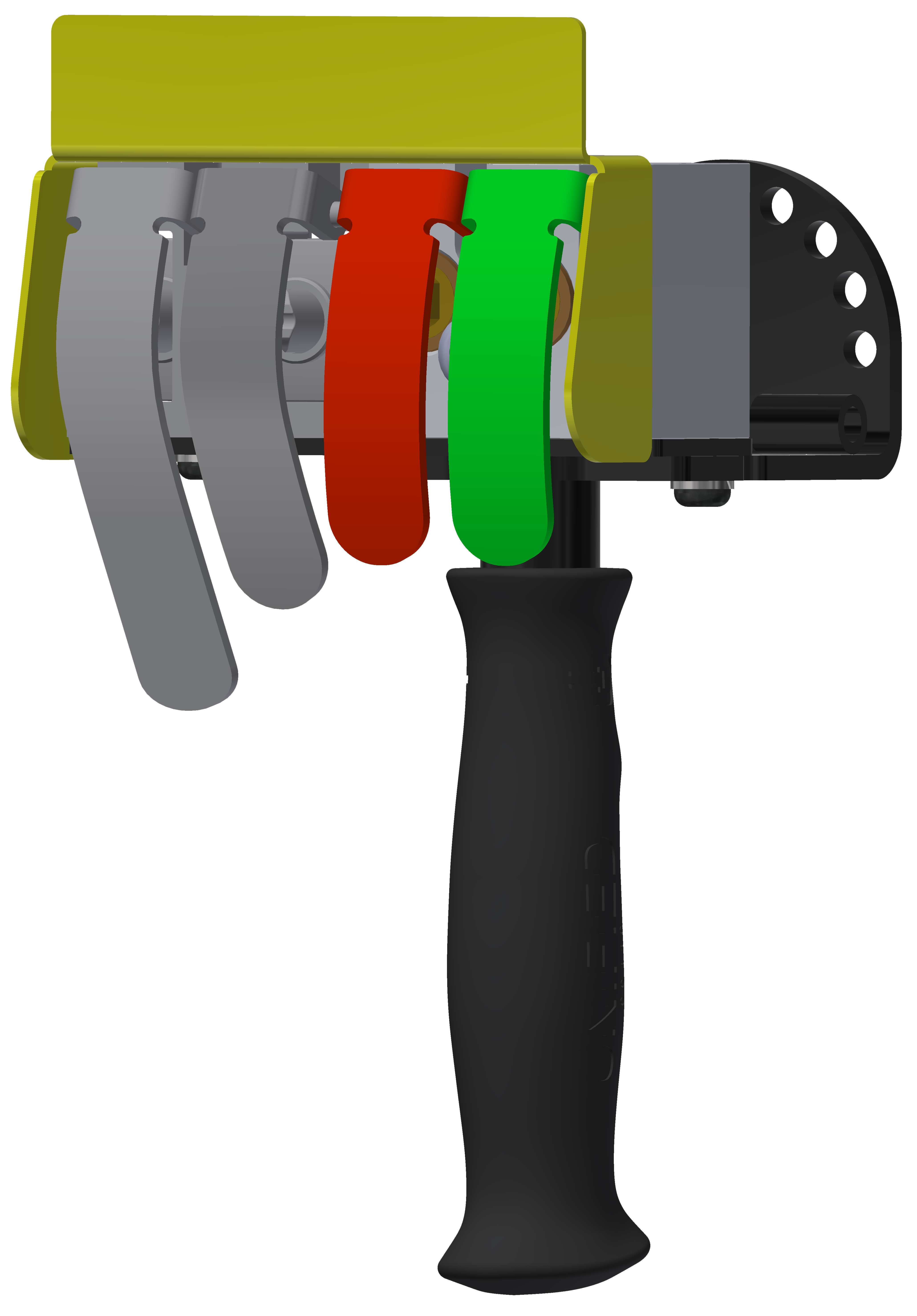 Unified electric/pneumatic four-button RH for up and down product rendering