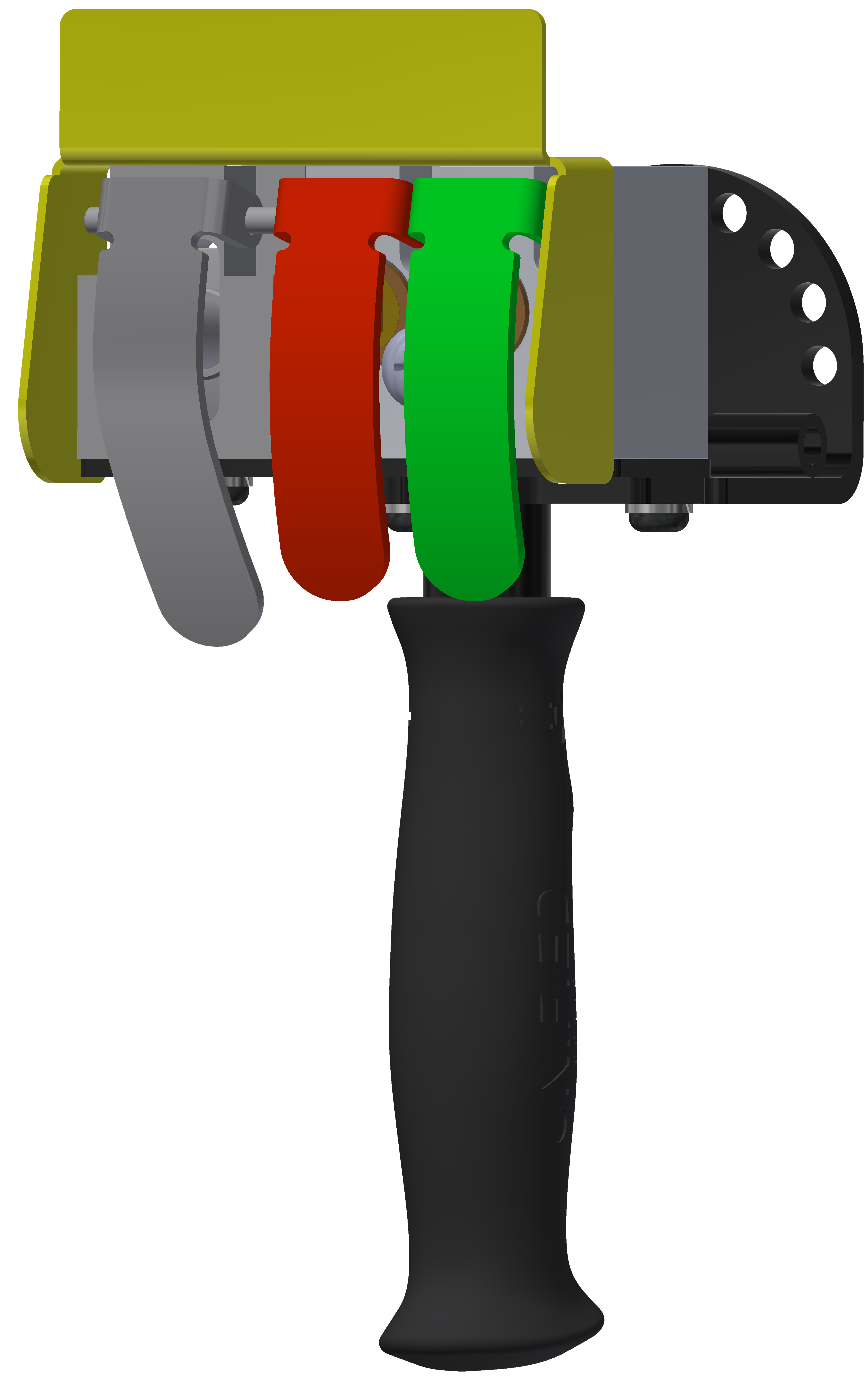 Unified electric/pneumatic three-button RH for up and down product rendering