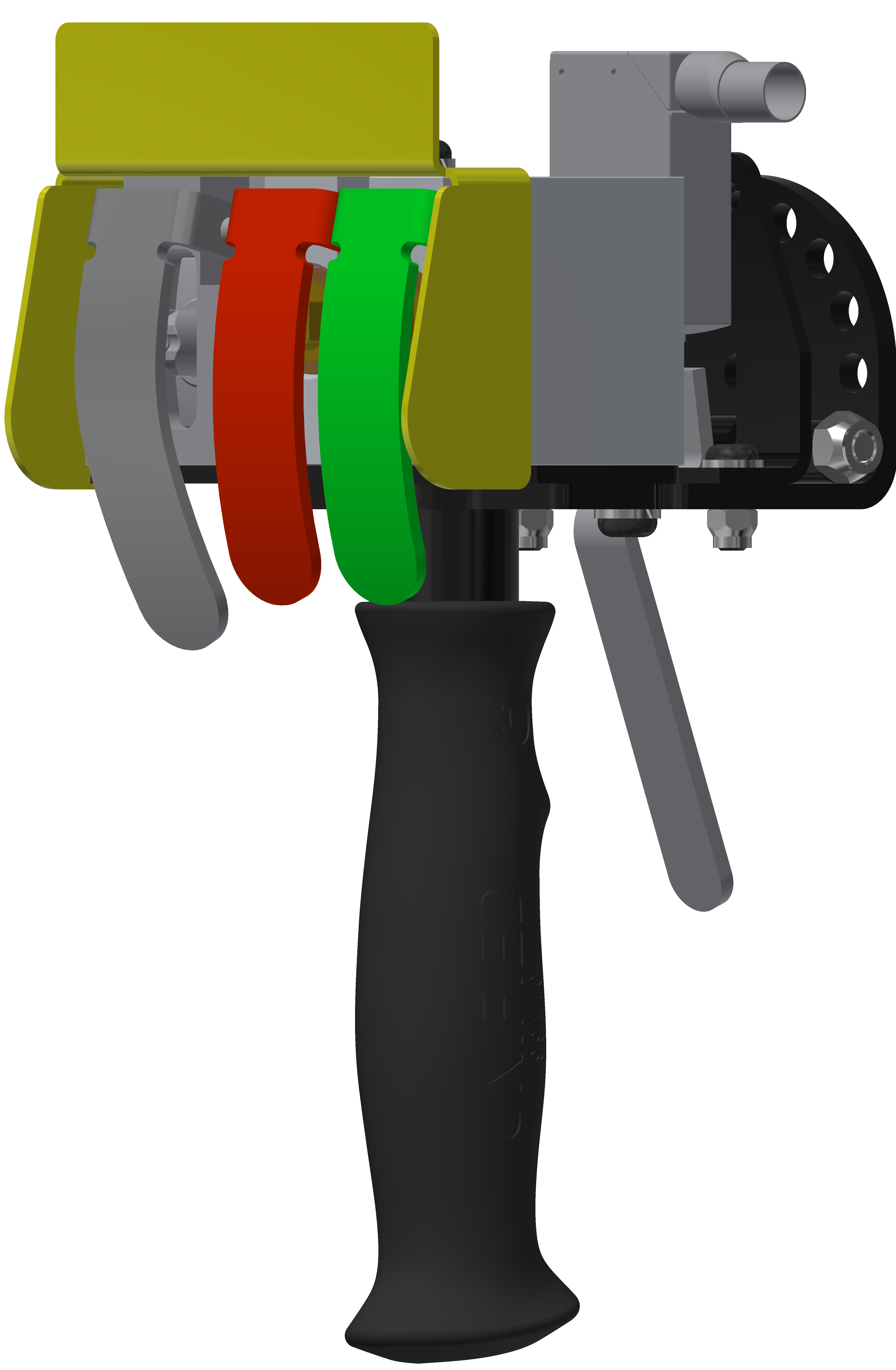 Unified electric/pneumatic three-button RH for up and down with trigger product rendering